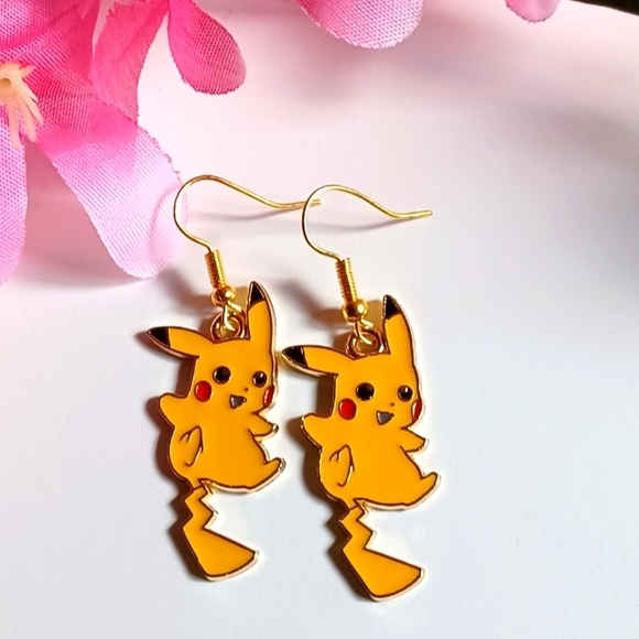 Cute Pokémon Pikachu Oil Painted Handmade Earrings - Picture 1 of 4